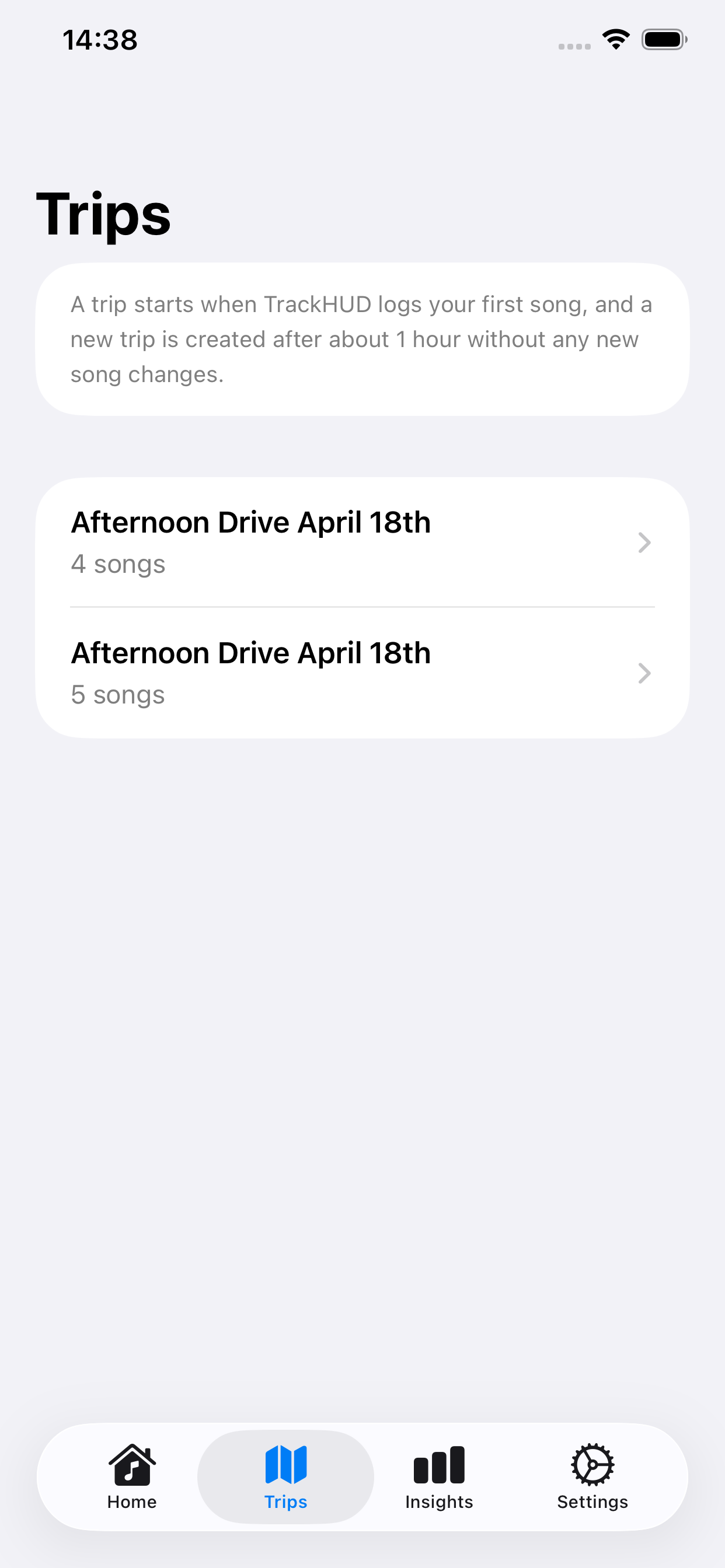 TrackHUD Trips