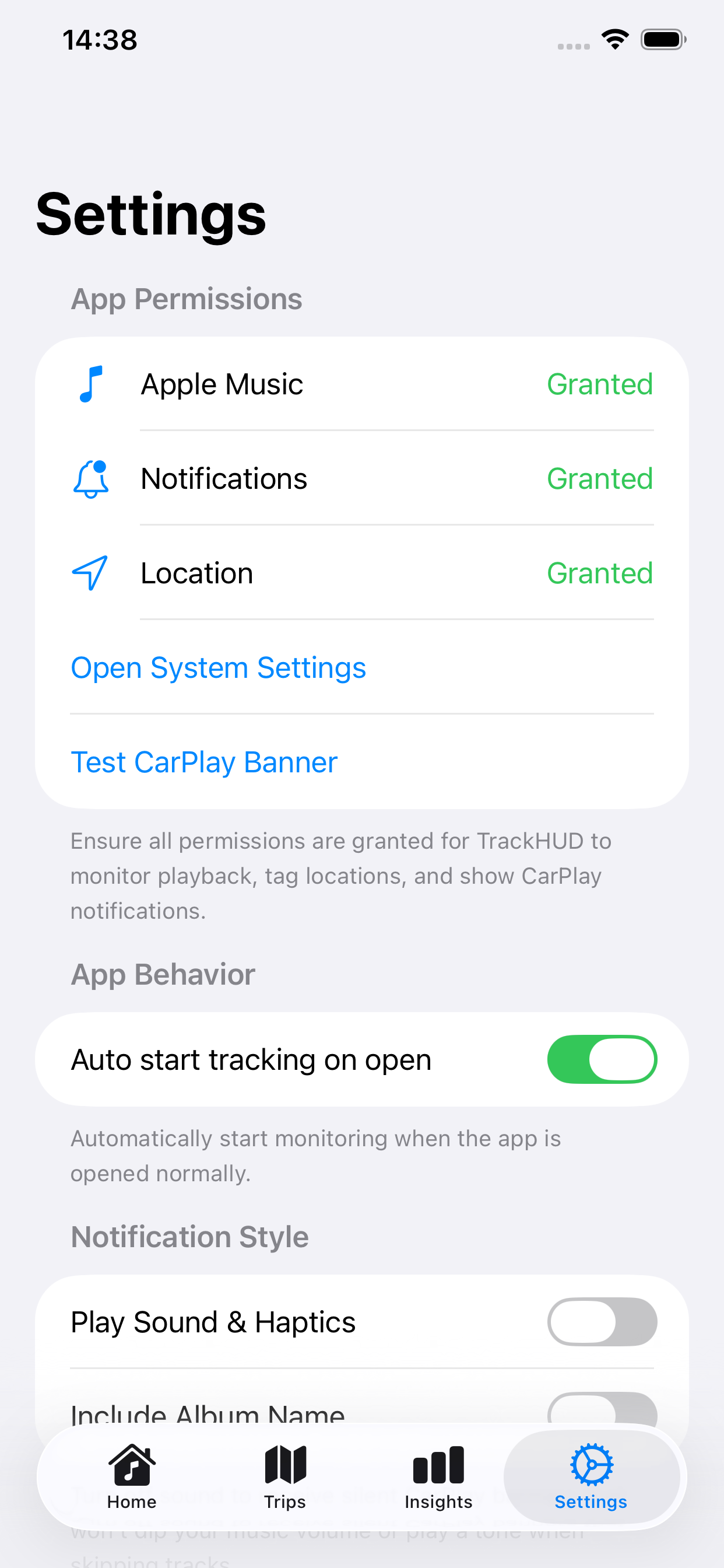 TrackHUD Settings